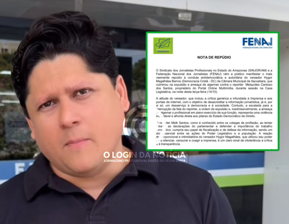 Federação Nacional dos Jornalistas e Sinjor-AM emitem nota de repúdio contra vereador de Itacoatiara